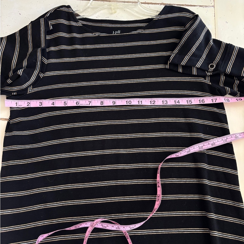 J. Jill Striped Top Women’s Small Black & White Pima Cotton - Picture 3 of 7